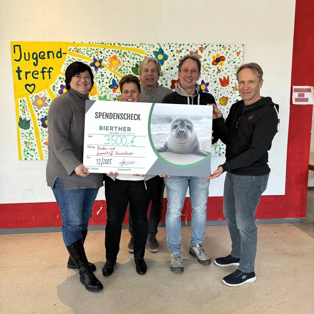 Sependenübergabe der Bierther GmbH an den Kinder- und Jugendtreff Hasenleiser