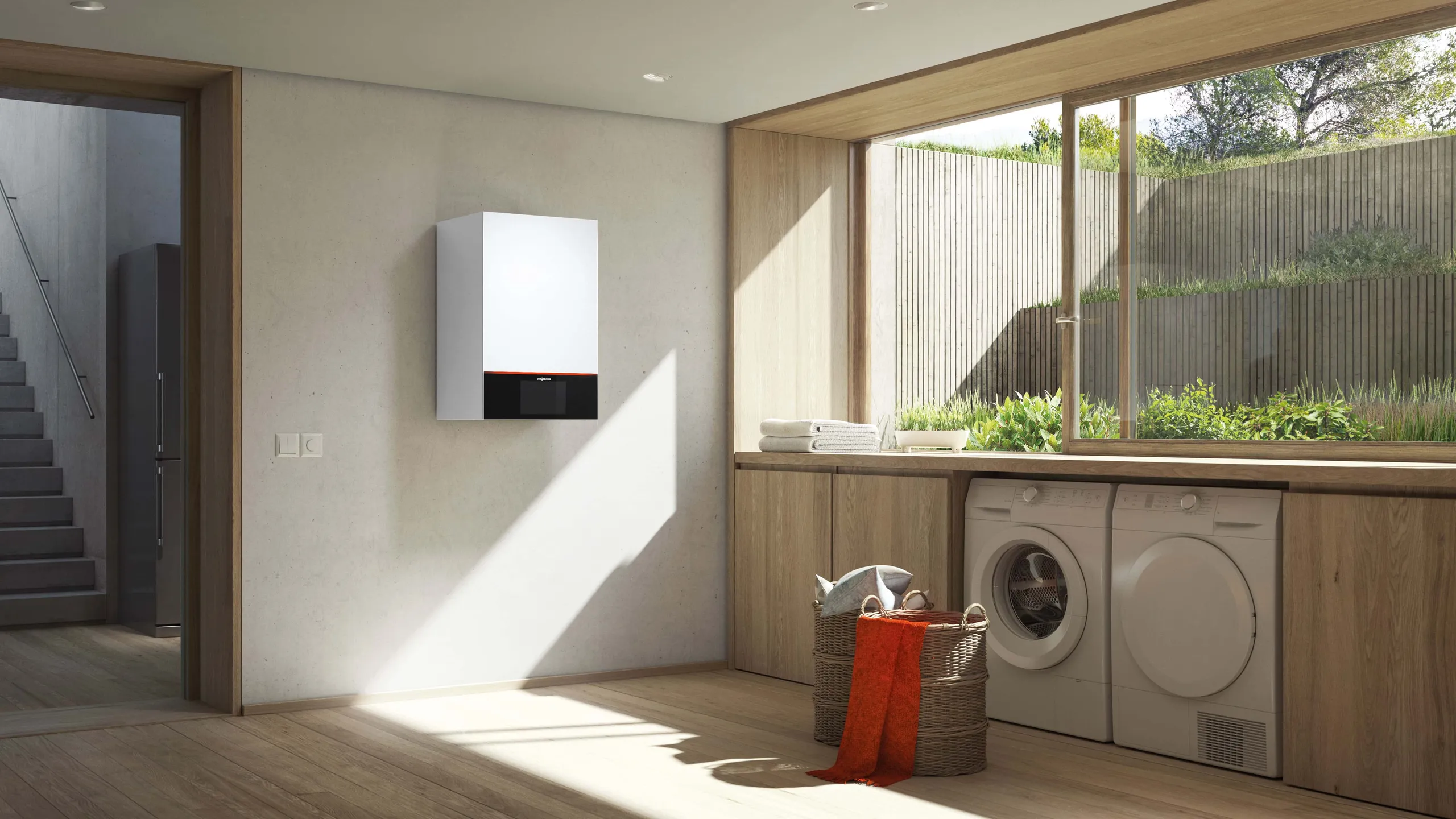 Gas-Brennwerttechnik Viessmann Vitodens 300W im Keller eines Hauses in Heidelberg